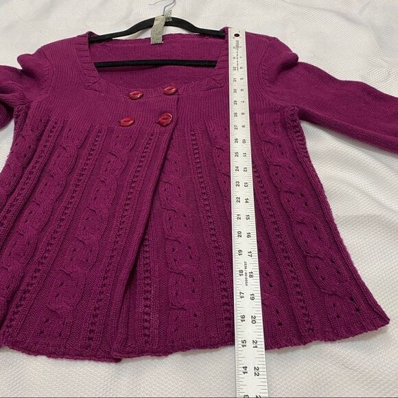 Fossil Fuchsia Purple 2 Button Cardigan Sweater‎ - Picture 2 of 10